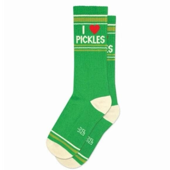 NEW GUMBALL POODLE I LOVE PICKLES Socks Green Unisex OS Ribbed Gym Crew Novelty - Picture 1 of 6